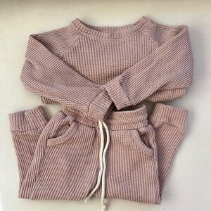 Kids Ribbed Knit Sweater Set in Soft Pink